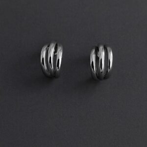 Silver Fluted Hoop Earring