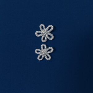 Silver-Plated Rhinestone Flower Earring