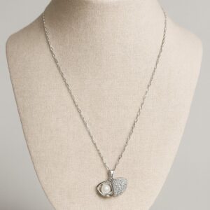 Silver AD Diamond/Nug Stone Moti Beads Pearl Necklace