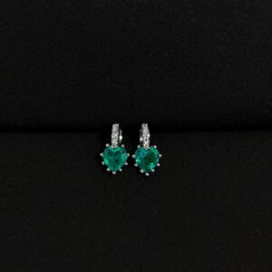 Green Crystal Crush Heart Earring