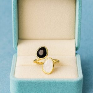 Onyx Moonstone Ring