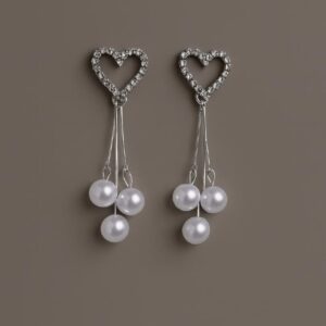 Heart Pearl Drop Earring